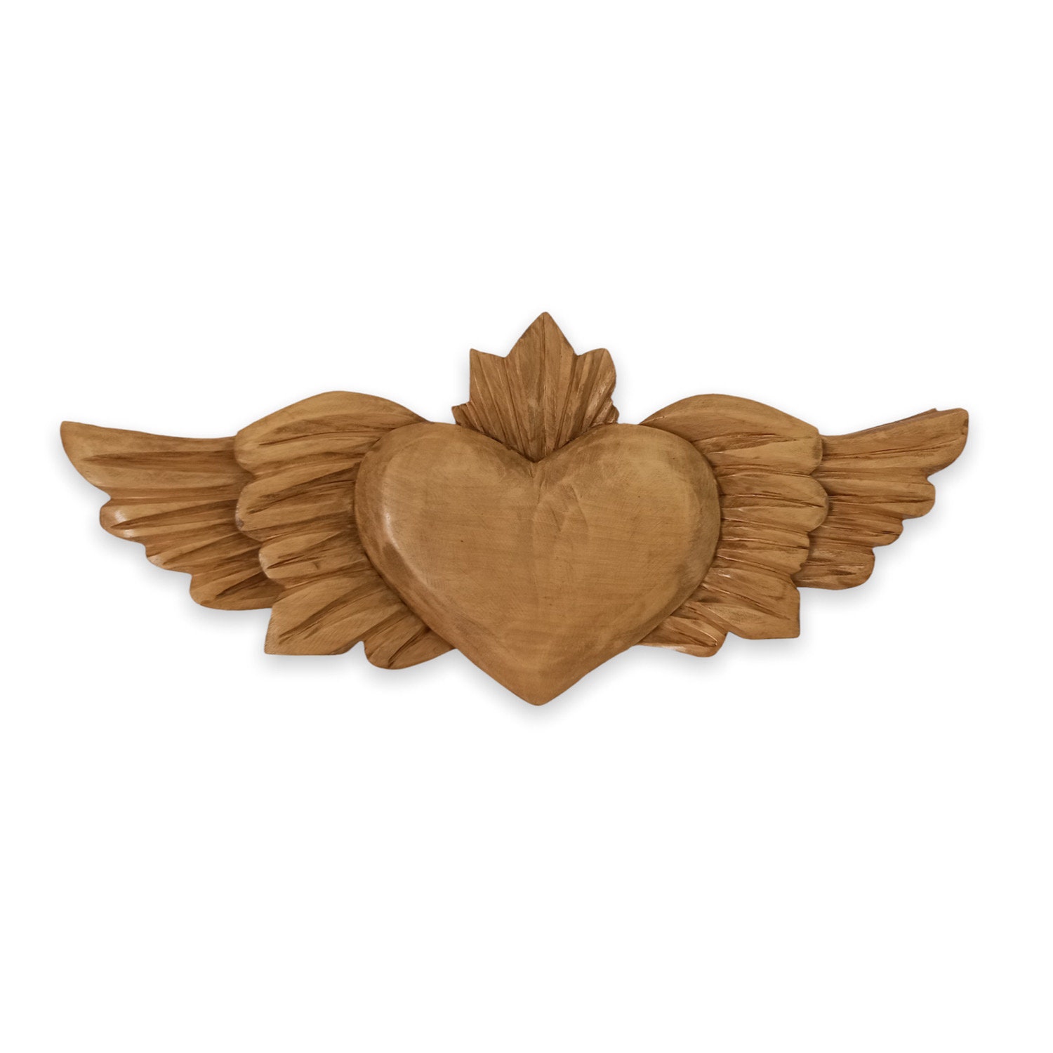 Grand Coeur Ex Voto en Bois avec Ailes