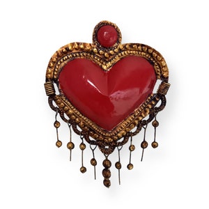 Mexican decoration ex-voto heart with multiple suspensions