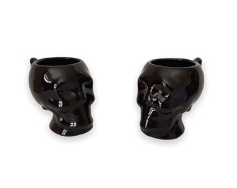 Set of two skull coffee mugs