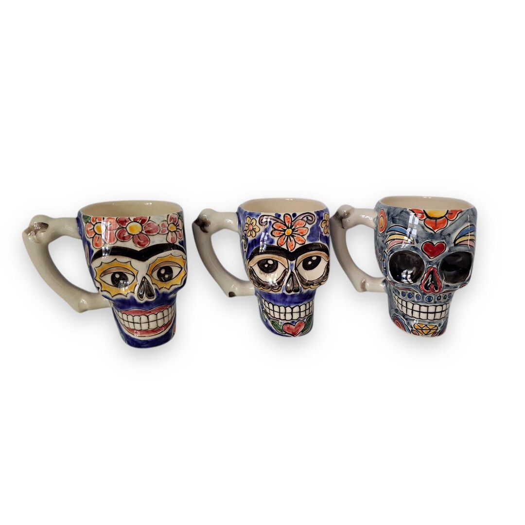 Mug Tête De Mort Mexicaine (calavera) - Motif 5, Blanc, Neuf En Emballage D'origine