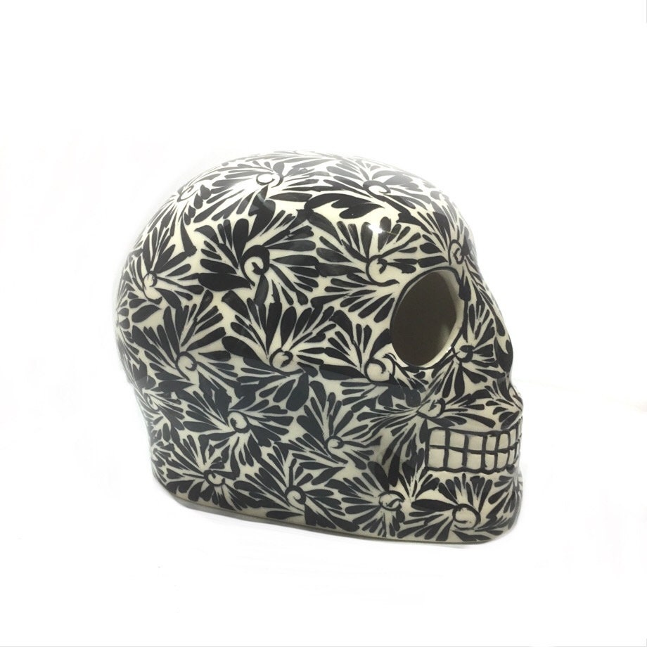 Figurine Tête de Mort, Crâne Décoré à La Main, Déco Mexican Skull