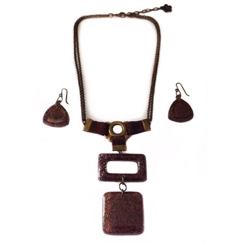 Mexican inspired jewelry necklace and earrings set 2 pieces