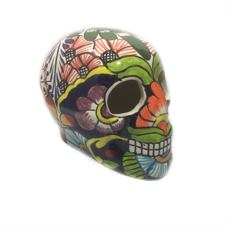 Figurine Tête de Mort, Crâne Décoré à La Main, Déco Mexican Skull