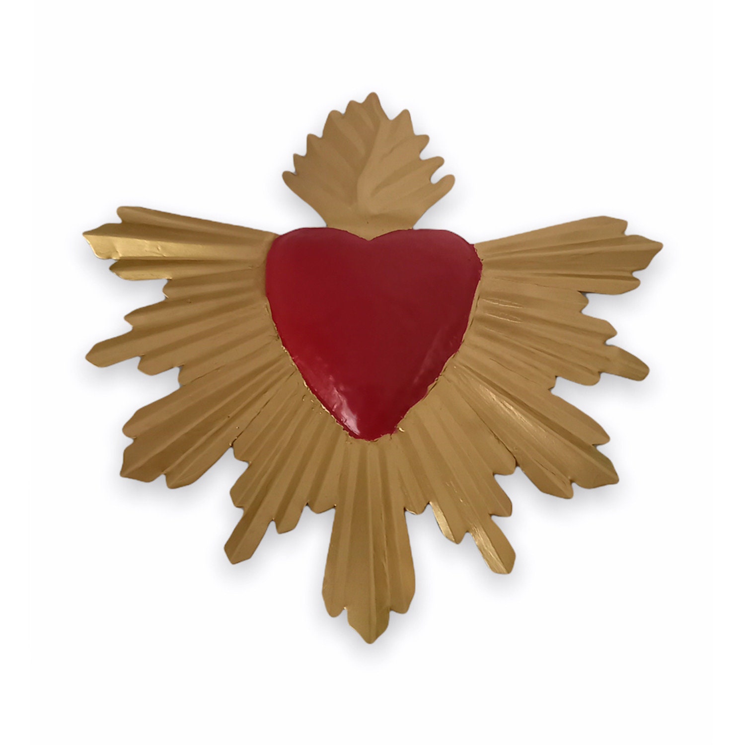 Coeur Ex-Voto Rouge et Doré Aspect Vieilli