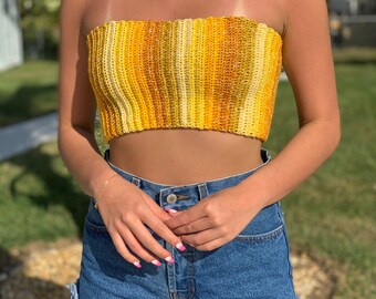 yellow ribbed tube top