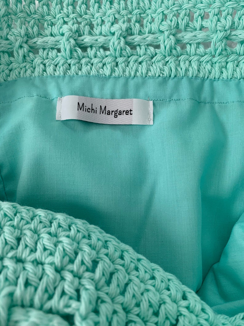 Mint Boho Drawstring Bucket BagCrochet BagBeach BagShoulder BagCotton BagMarket Bag
