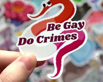 Worm on a string pride stickers- lesbian