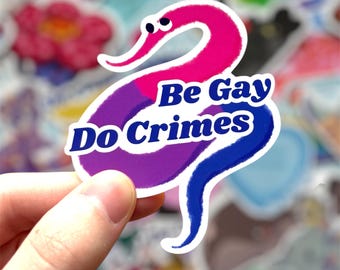 Worm on a string pride stickers- bi bisexual