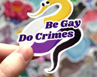 Worm on a string pride stickers- enby nb non binary