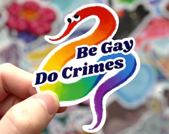 Worm on a string pride stickers- Rainbow gay pride
