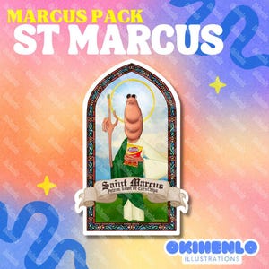 Adesivos de fã-arte de Marcus VRchat Worm, vela de oração de São Marcos, padroeiro dos salgadinhos de milho.