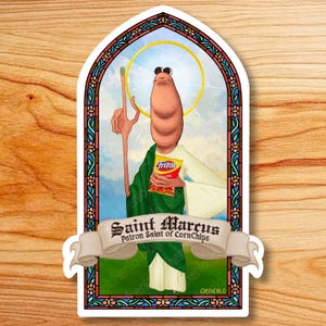 Marcus VRchat Patron saint of corn chips prayer candle st. Marcus Worm fanart stickers