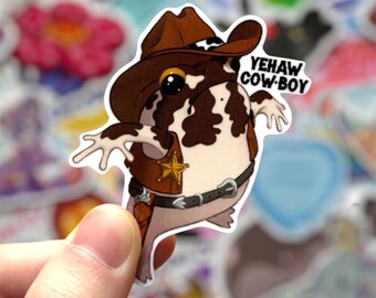 Desert rain frog cowboy stickers