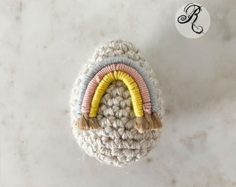 Rainbow Easter egg made of linen, cotton and mohair - crocheted from natural fibers - Easter Deco - to hang - gift idea - hygge