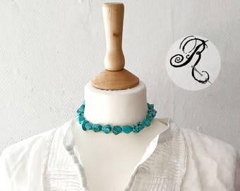 Turquoise Colors Howlith Nugget Choker / Bracelet, Boho Necklace, Festival Choker, Wrap Bracelet