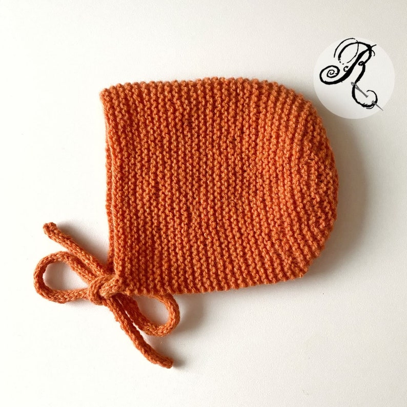 100% Cashmere Baby Bonnet Orange handknitted Cashmere Baby Bonnet unisex vintage style size 0-3 months ready to ship image 1
