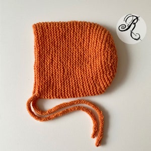 100% Cashmere Baby Bonnet Orange handknitted Cashmere Baby Bonnet unisex vintage style size 0-3 months ready to ship image 2