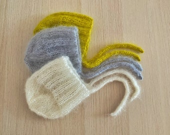 Mohair Babymütze - für Neugeborene - Baby Shower Geschenk-Idee mit Geschenkverpackung - Baby Bonnet