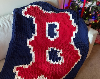 Patrón para manta tejida a mano de los Boston Red Sox (descarga digital)