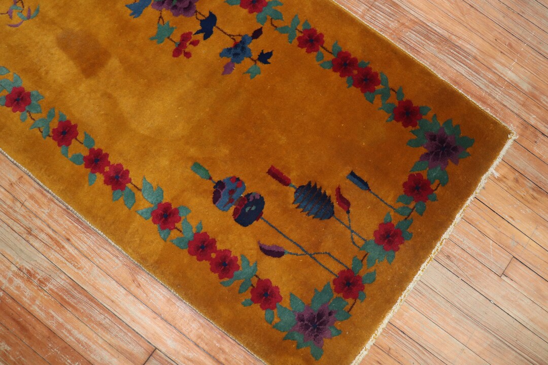 Antique Mango Chinese Art Deco Rug Size 2'7''x4'5'' - Etsy