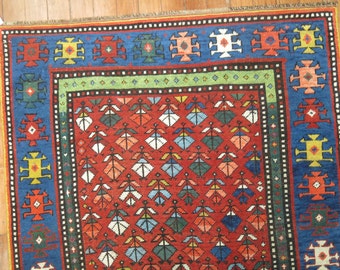 Antique Caucasian Kazak Prayer Rug Size 2'9''x4'11''