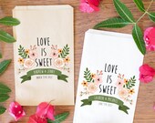 Custom Wedding Candy Bags / Custom Favor Bags / Love is Sweet Favor Bags / Dessert Buffet Bags Brown Kraft Bag BWE-44