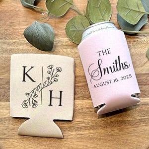 Custom Wedding Can Coolers, Personalized Monogrammed Can Holder, Wedding Reception Favor, Wedding Party Gift WED-065