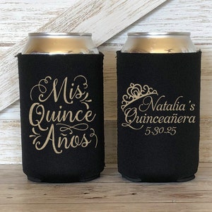 NEOPRENE Custom Quinceañera Birthday Can Coolers, Quinceañera Personalized Birthday Gift Birthday Party Favor Can Holder CED-04