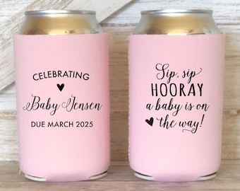 NEOPRENE Custom Baby Shower Can Coolers, A Baby Is On The Way Drink Huggies, Personalized Baby Shower Gift, Baby Shower Party Favor SEC-34