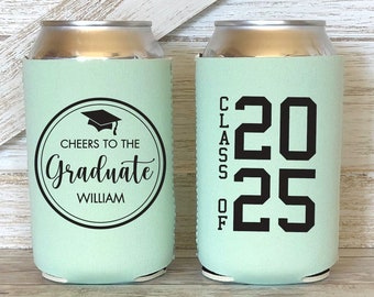 NEOPRENE Custom Graduation Can Cooler, Cheers To The Graduate Drink Huggies, Personalized Graduation Gift, Graduation Party Favor CED-13