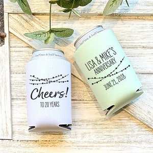 Custom Wedding Anniversary Can Coolers, Special Event Can Holder, Personalized Insulated Beverage Holder, Beer Can Holder WED-017