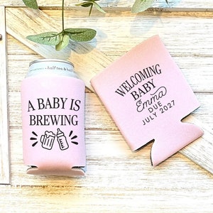 Personalized Baby Shower Can Coolers: A Baby is Brewing