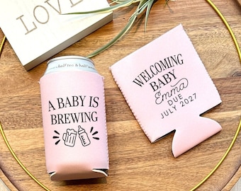 NEOPRENE Custom Baby Shower Can Coolers, A Baby is Brewing Can Huggies, Personalized Baby Shower Gift, Baby Shower Party Favor BABY-004
