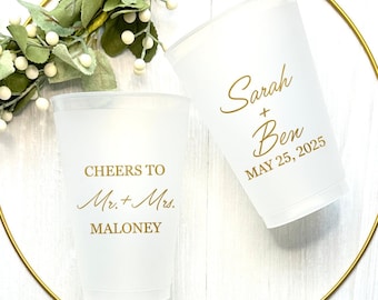 Custom Frosted Wedding Cups: Personalized Party Decoration (WED-024)