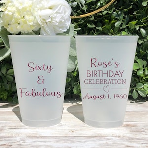 Birthday Custom Frosted Cups, 5oz, 8oz, 9oz, 10oz, 12oz, 14oz, 16oz, 20oz, 24oz / Personalized Cups, Party Cups, Party Decoration SEC-55