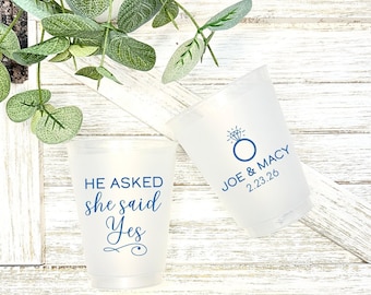 Custom Engagement Party Cups: Frosted Plastic, Personalized Design