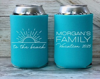 Custom Family Beach Vacation Custom Can Coolers, Family Reunion Personalized Can Coolers, Beach Vacation Custom Beer Can Holders CED-28