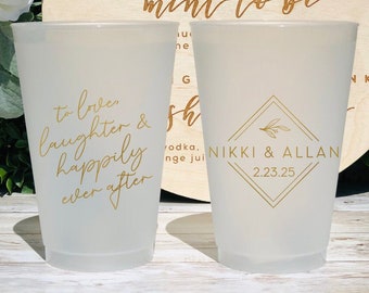 Custom Frosted Wedding Cups, 5oz, 8oz, 9oz, 10oz, 12oz, 14oz, 16oz, 20oz, 24oz / Personalized Cups, Party Cups, Party Decoration CED-72