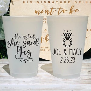 Engagement Party Custom Frosted Cups, 8oz, 9oz, 10oz, 12oz, 14oz, 16oz, 20oz, 24oz / Personalized Cups, Party Cups, Party Decoration SEC-79