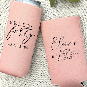 Slim 12oz Custom Birthday Can Coolers, Cheers And Beers To 21 30 40 50 60 70, Birthday Party Gift, Personalized Birthday Drink Huggie CED-09