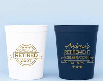 Personalized Retirement Stadium Cups: Custom Party Decoration