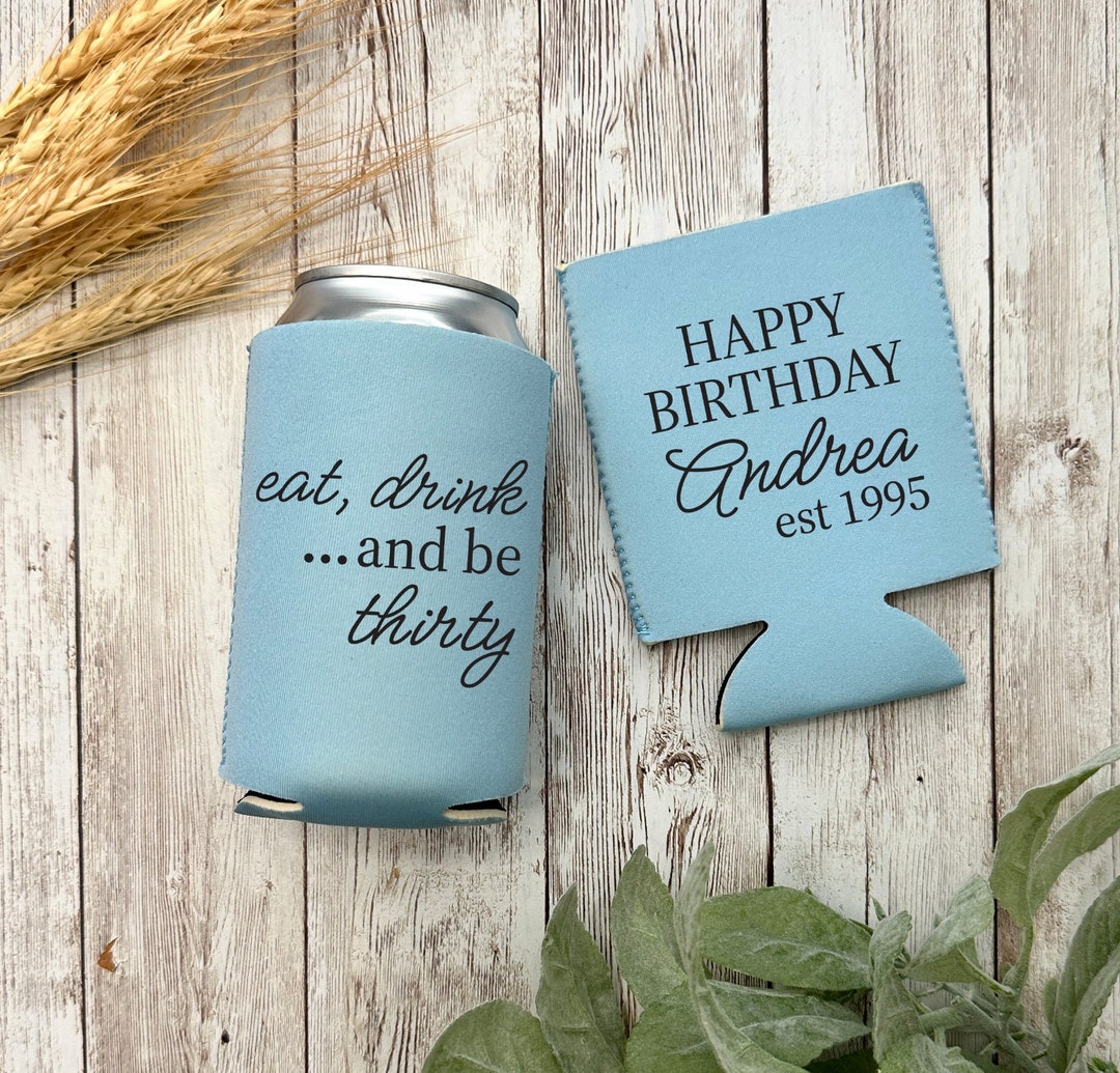 Custom Birthday Can Coolers - Personalized Neoprene Drink Sleeves For Parties & Events