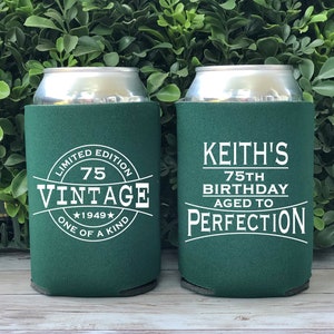 Personalized Birthday Can Coolers: Aged to Perfection Party Favors