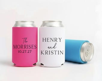Slim & Regular Personalized Wedding Can Coolers: Monogrammed Party Favors