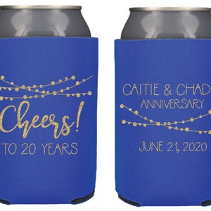 Custom Wedding Anniversary Can Coolers, Special Event Can Holder, Personalized Insulated Beverage Holder, Beer Can Holder SEC-01