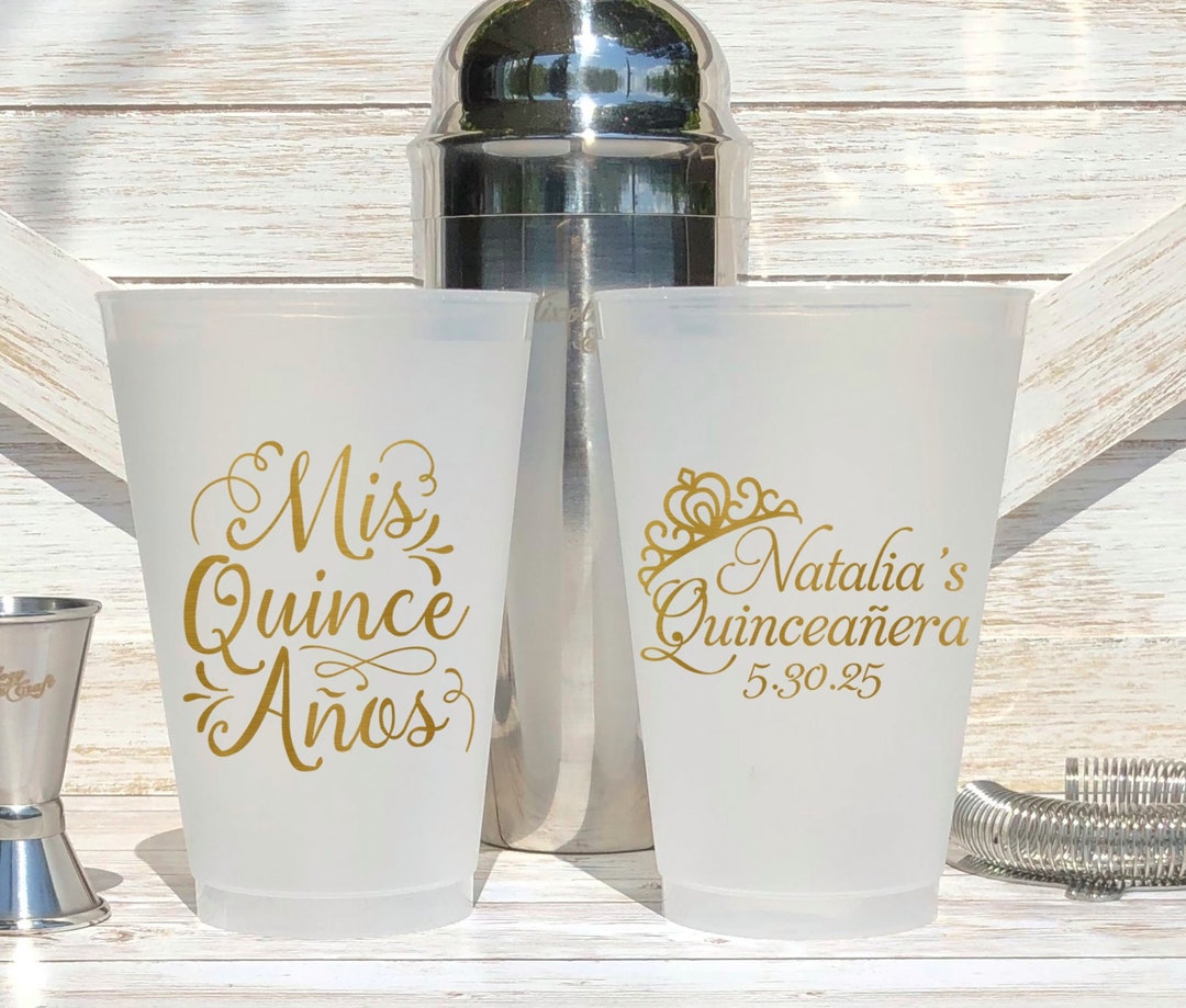 Quinceañera Birthday Custom Frosted Cups, 5oz, 8oz, 9oz, 10oz, 12oz