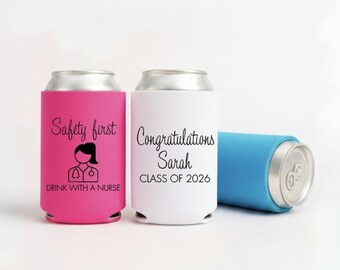 Slim & Regular Personalized Graduation Can Coolers | Class of 2026 Party Favors | Nurse Graduation