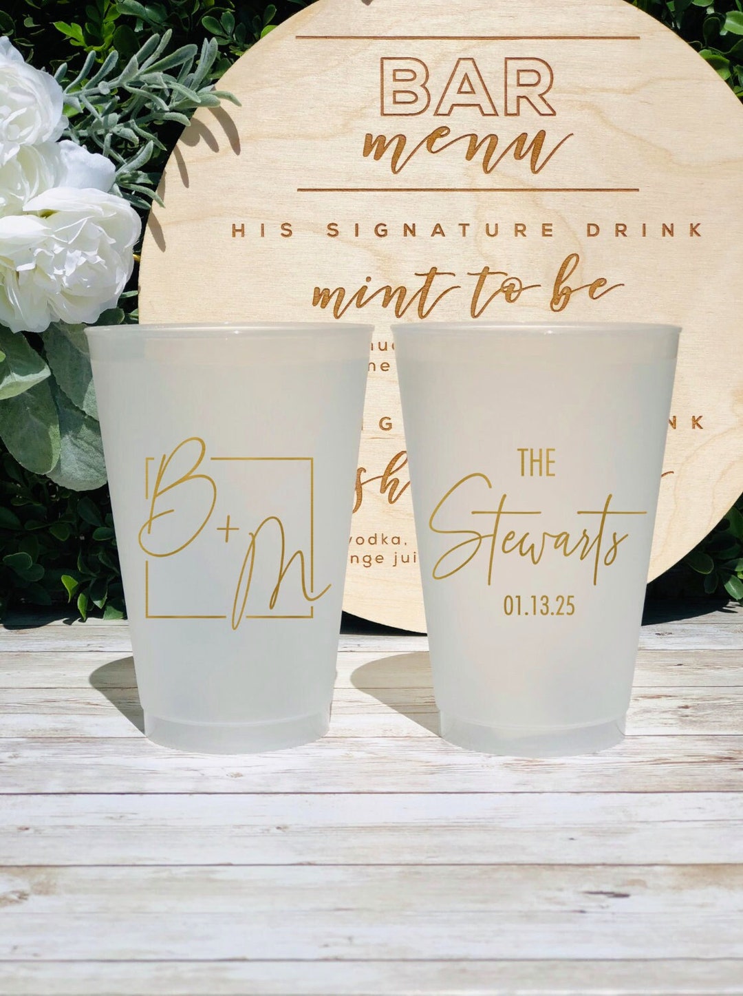 Custom Frosted Wedding Cups, 5oz, 8oz, 9oz, 10oz, 12oz, 14oz, 16oz
