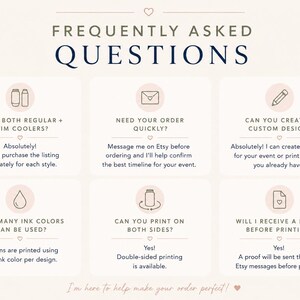 a series of frequently asked questions about custom design and ink colors, along with their corresponding answers. The questions cover topics such as whether to purchase a design separately for each style, whether to create a custom design, the number of ink colors that can be printed on both sides, and whether to receive a proof before printing. The image is designed to provide clear and concise information to help customers make informed decisions about their design needs.