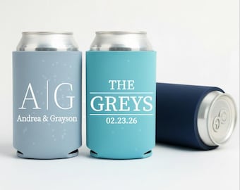 Slim & Regular Personalized Wedding Can Coolers: Monogrammed Party Favors